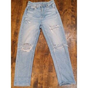 American Eagle Jeans Women’s 0 Mom Straight Regular Distressed Stretch Denim